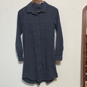 Prana Charcoal Button-Up Shirt Dress